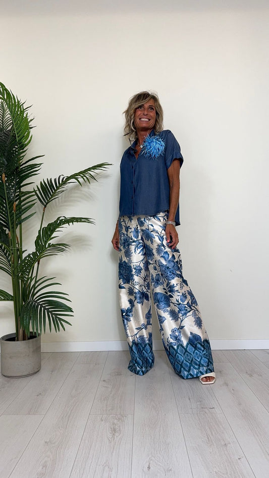 PLEASE - C0VZCQWNQN - CAMICIA LYOCEL SIMIL DENIM MANICA CORTA RISVOLTATA