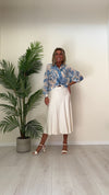 VENTISEI - 2266-44P25 - CAMICIA COTONE/SETA FANTASIA FIORI STILIZZATI CON COLLO COREANA