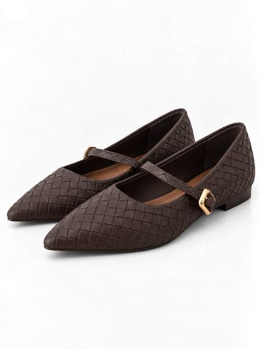 Eaudoce - Ballerine Intrecciate con Cinturino e Fibbia