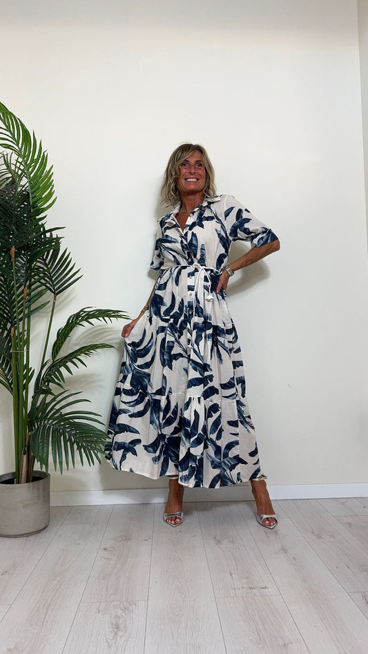 DAFNE - MC32.272FIP33 - ABITO CHEMISIER COTONE FANTASIA CON CINTURINA ROSELLINA