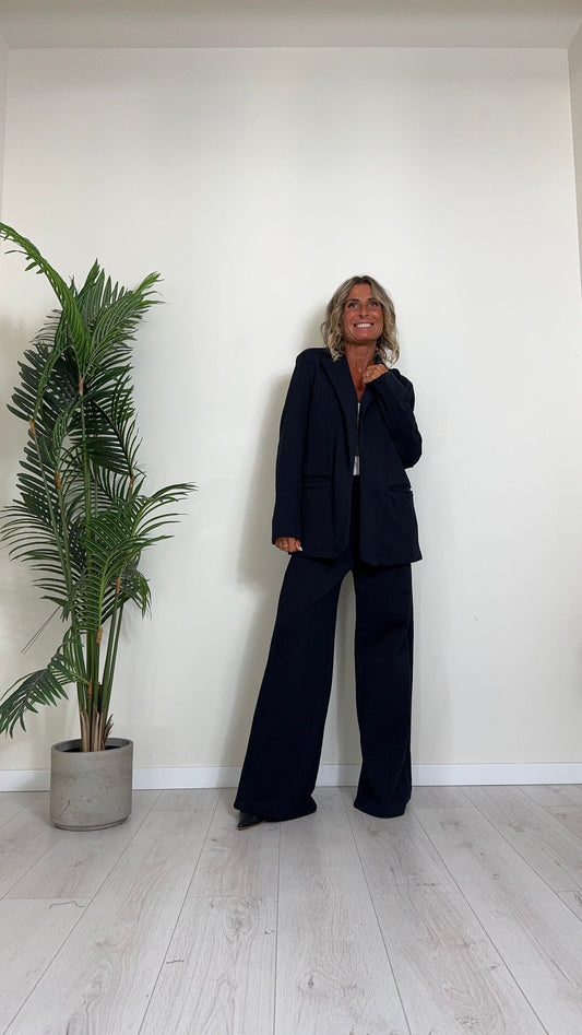 GIORGIA & JHONS - 60068FW24 - GIACCA IN JERSEY DI COTONE GARZATO CON FIORI APPLICATI, OVER FIT