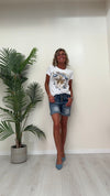 DAFNE - 252LEP13 - T-SHIRT COTONE STAMPA LEONE E FIORI