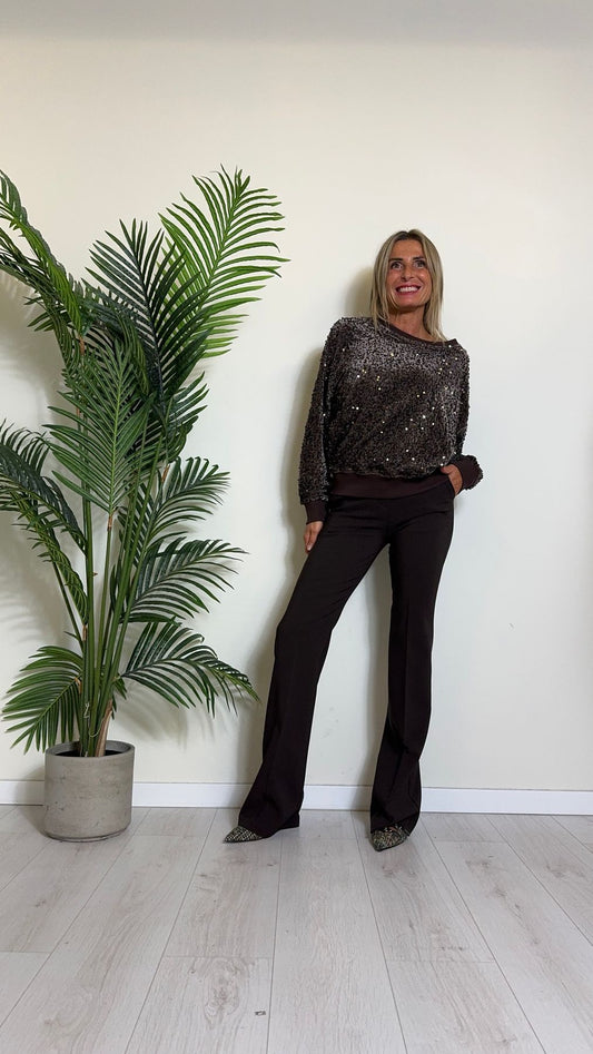 DAFNE - 3386P28 - PANTALONE FLARE TESSUTO TECNICO SOFT TOUCH