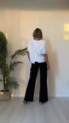 DAFNE - 1380P32 - PANTALONE CARGO PALAZZO ELASTICIZZATO, VITA ALTA