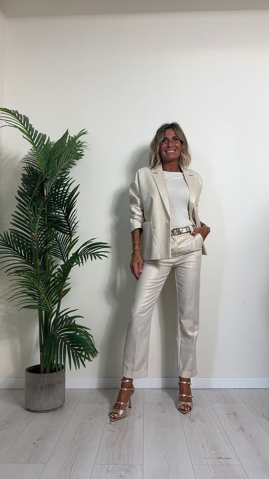 PLEASE - J0J6CQ7000 - GIACCA 80%VISCOSA 20%LINO TASCA A VISTA SPALMATA ORO