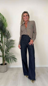 CELLOFUN - 2338C - CAMICIA GEOGETTE, COLLO COREANA, BOTTONI MOTIVO RILIEVO DORATI