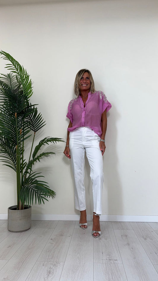 GIORGIA & JHONS - 30446SS24 - PANTALONE SLIM FIT COTONE CON TASCHE  A FILO