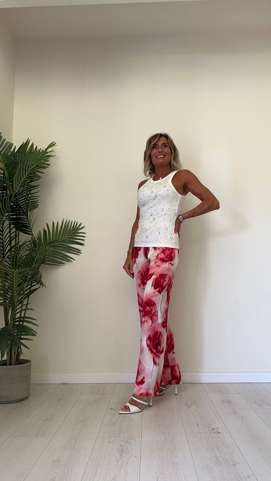 IMPERIAL - RFY6HLA - TOP/CANOTTA COTONE CON SOVRAPPOSIZIONE TULLE RICAMATO CON PAILLETTES E CANOTTIGLIE