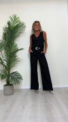 DAFNE - 205.201P45 - COMPLETO GILET+PANTALONE PALAZZO CON CINTURA 55%LINO 45%VISCOSA