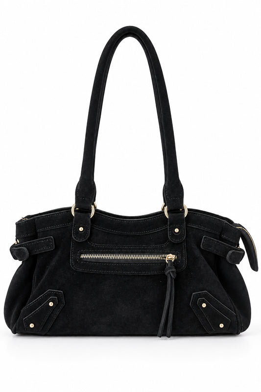 Nadir - Borsa in Suede con Zip e Borchiette