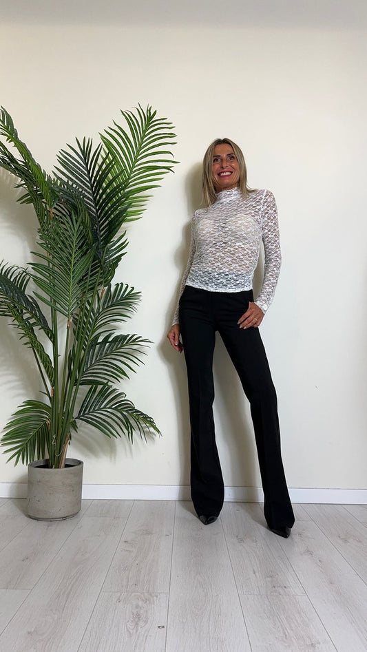 DAFNE - CHF7510P15 - MAGLIA/TOP TULLE NRETRO' CON ARRICCIATURA LATERALE