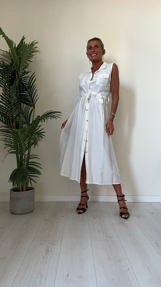 DAFNE - 12955P29 - ABITO CHEMISIER SMANICATO CON TASCHINE, 87%VISCOSA EFFETTO STROPICCIATO