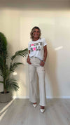 DAFNE - 1380P32 - PANTALONE CARGO PALAZZO ELASTICIZZATO, VITA ALTA