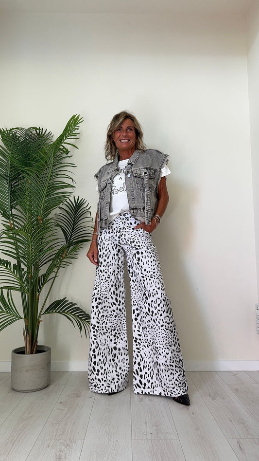 DAFNE - 24877P29 - PANTALONE PALAZZO, FANTASIA DALMATA