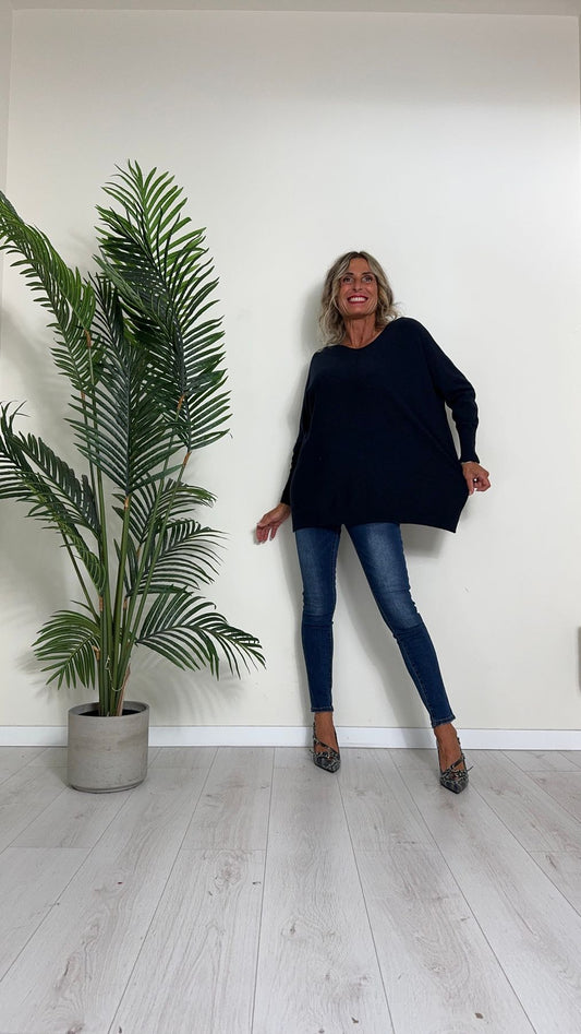 DAFNE - T235588P26 - MAGLIA OVER IN VISCOSA CON MOTIVO VERTICALE CALATO