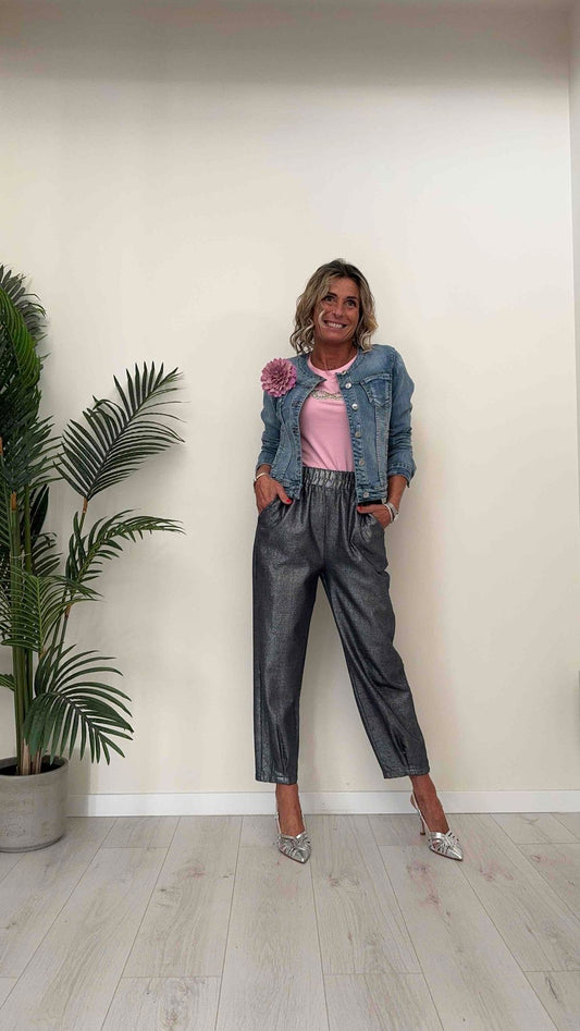 GIORGIA & JHONS - 60270SS24 - GIUBBINO/GIACCA  JEANS CHANEL CON SPILLA TULLE FIORE