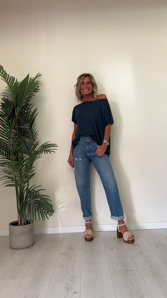 SUSYMIX - B0730 - T-SHIRT VISCOSA MANICA KIMONO TAGLIO VIVO OVER FIT