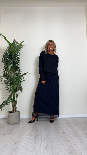 GIORGIA & JHONS - 60070FW24 - SET ABITO TULLE(FODERATO) CON FELPA FIORI APPLICATI