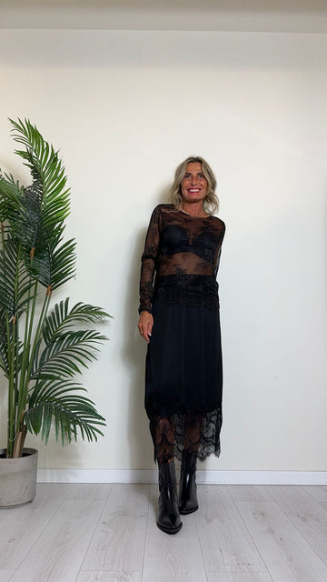 DAFNE - N1638P16 - MAGLIA/TOP PIZZO ELASTICIZZATO POLSI E ORLO SMERLATI