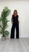 DAFNE - 205.201P45 - COMPLETO GILET+PANTALONE PALAZZO CON CINTURA 55%LINO 45%VISCOSA