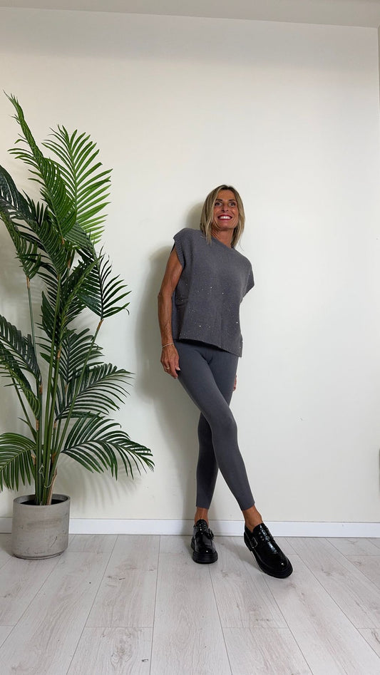 D'ELLE - AP3146 - LEGGINGS IN MAGLI DI VISCOSA CON POLSINO
