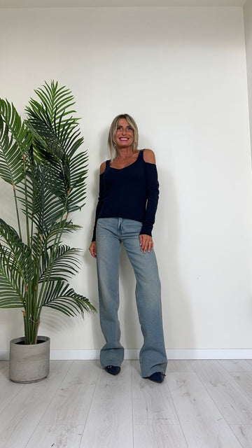 TENSIONE IN - D77856 - MAGLIA SCOLLATURA CALATA CON BRATELLINE IN VISCOSA