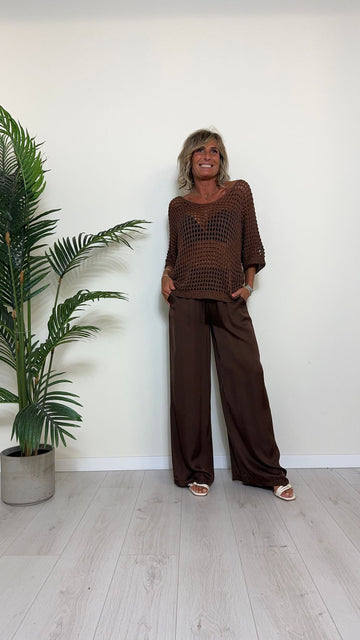 VICOLO - 55051B - MAGLIA  VISCOSA TRAFORATA LAME' FIT AMPIO