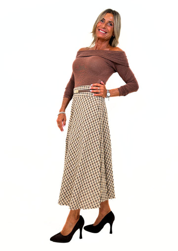Brume - Gonna Midi a Quadri Tessuto Crinkle