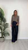 CELLOFUN - 2338C - CAMICIA GEOGETTE, COLLO COREANA, BOTTONI MOTIVO RILIEVO DORATI
