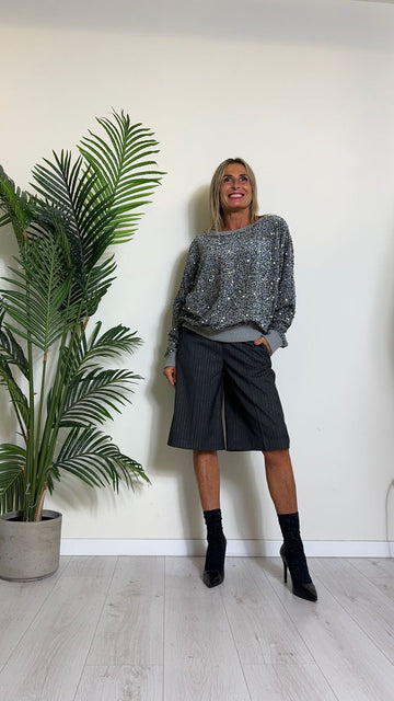 GIORGIA & JHONS - 60243FW24 - BERMUDA RIGA LUREX CON TASCHINO LATERALE E TASCHE A FILO