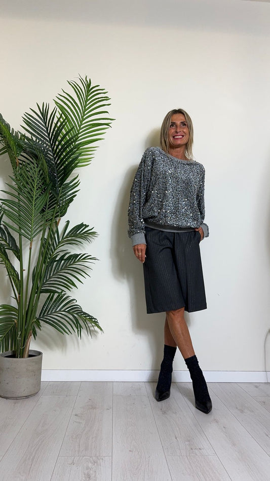 GIORGIA & JHONS - 60243FW24 - BERMUDA RIGA LUREX CON TASCHINO LATERALE E TASCHE A FILO