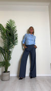SUSYMIX - R748NY - CAMICIA COTONE BOTTONE GIOIELLO