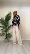VENTISEI - 2292-34P23 - CAMICIA COTONE FANTASIA FIORI CON COLLO COREANA
