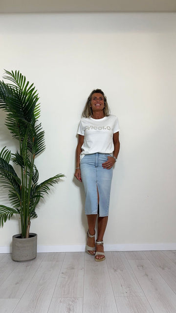 VICOLO - RB0544 - T-SHIRT COTONE VICOLO PERLE