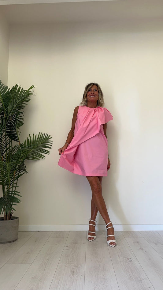 IMPERIAL - AESDHMA - ABITO POPELINE COTONE CON FRAPPA SOVRAPPOSTA DIAGONALE