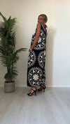DAFNE - U11060P29 - ABITO LUNGO FANTASIE DIVERSE, TASCHE A FILO CON SPACCHI, 100%VISCOSA
