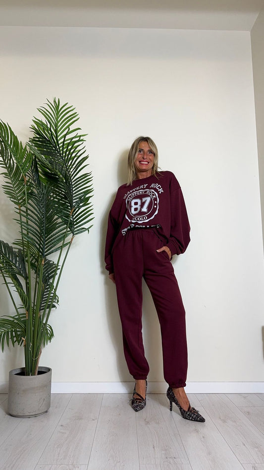 VICOLO - RS0221 - FELPA COTONE GARZATO, STONDATA STAMPA STATE COLLEGE