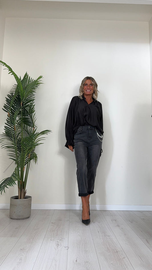 DAFNE - CHG6640P29.5 - JEANS CON CATENA STACCABILE, ELASTICO RETRO, BAGGY FIT