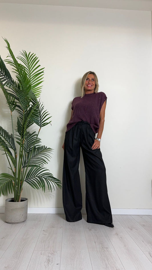 D'ELLE - YZ6663 - PULL SMANICATO SPALLA SCESA CON FILI MICROPAILLETTES