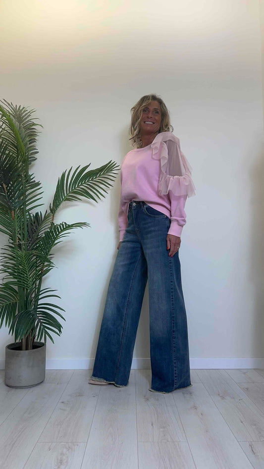 PLEASE - F0IEBCW000 - FELPA COTONE GARZATO INSERTO TULLE MANICA