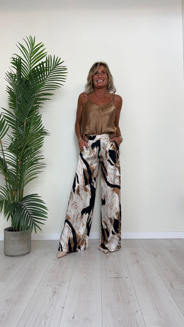 DAFNE - 7562P32 - PANTALONE PALAZZO FANTASIA VISCOSA 80% SETA 20%