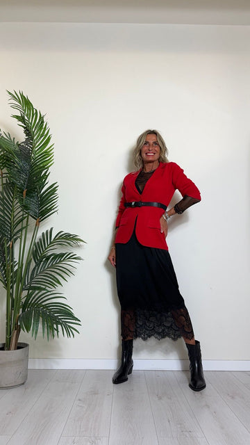 DAFNE - G2662P23 - GONNA LONGUETTE 100%VISCOSA CON INSERTO PIZZO E VITA ELASTICATA