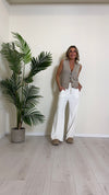 CELLOFUN - 2423P - PANTALONE CINIGLIA A PALAZZO, VITA ELASTICATA CON COULISSE