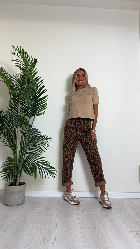D'ELLE - I246116 - T-SHIRT CON STRASS INCASTONATI