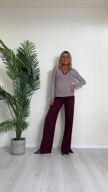 SUSYMIX - 54223S - T-SHIRT VISCOSAMANICA LUNGA SERAFINO RIGHE STEMMA LONDON