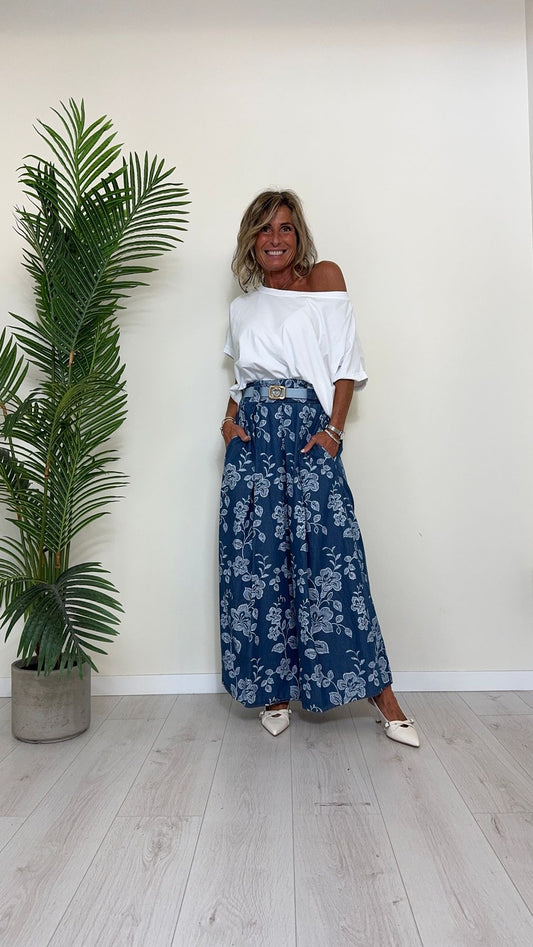 DAFNE - A6383-N11P26.5 - GONNA LUNGA COTONE FANTASIA, ELASTICO RETRO