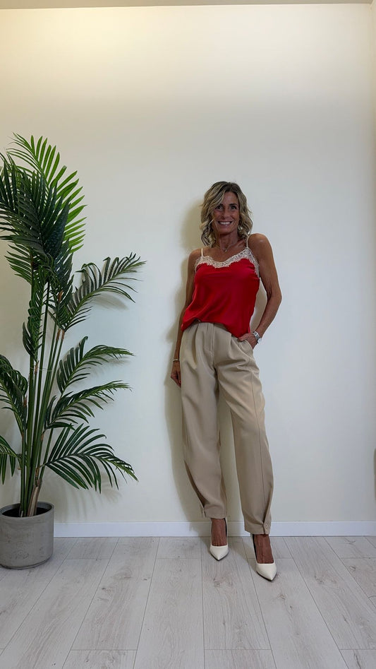 DAFNE - 18673P13 - TOP RASO,SPALLINE REGOLABILI CON INSERTI PIZZO