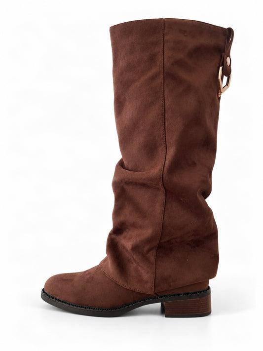 Péniche - Stivale Alto in Suede Gambale Sovrapposto