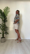 VENTISEI - 2266-44P25 - CAMICIA COTONE/SETA FANTASIA FIORI STILIZZATI CON COLLO COREANA