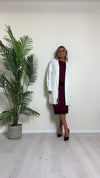 DAFNE - 9142P33 - CARDIGAN LUNGO PUNTO RISO CON FRANGE